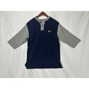 Polo Ralph Lauren Kids Baseball Tee Gray Navy Blue Size L 14-16 RARE
